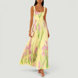 Vestido Largo Plisado Florales Tirantes Anchos Boda