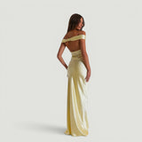 Vestido Largo Off Shoulder Cetín Bias Body-Con