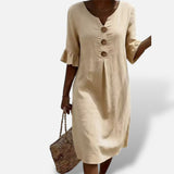 Vestido Midi Camisero Botones Holgado
