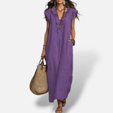 Vestido Largo Boho Lino Algodón