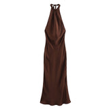 Vestido Midi Terciopelo Cuello Halter