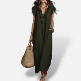 Vestido Largo Boho Lino Algodón