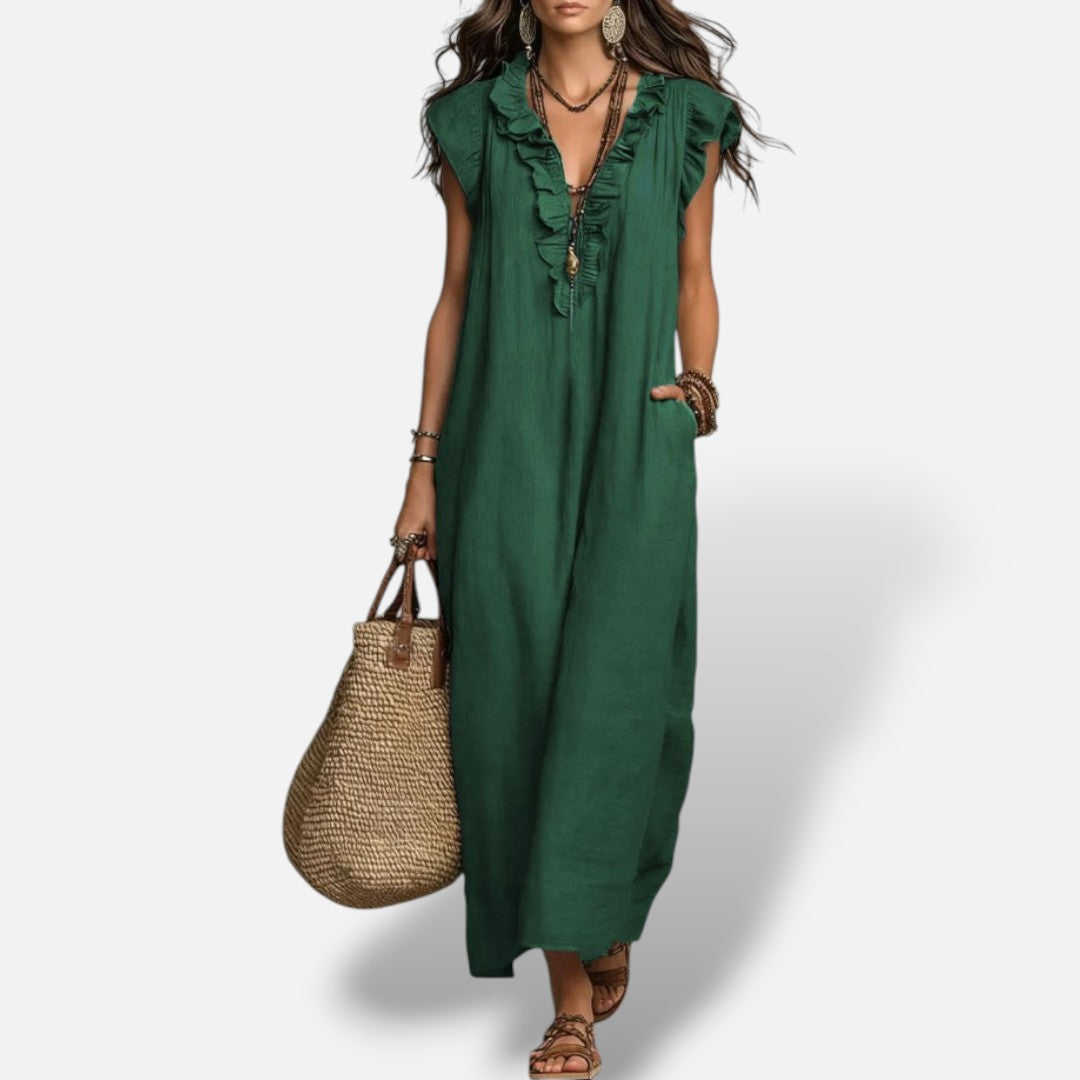 Vestido Largo Boho Lino Algodón