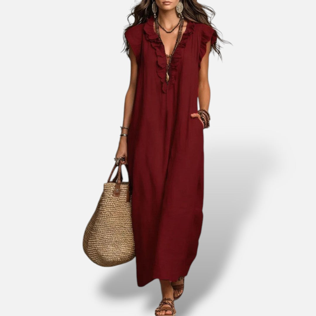 Vestido Largo Boho Lino Algodón