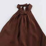 Vestido Midi Terciopelo Cuello Halter