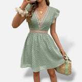 Vestido Mini Escote V Crochet