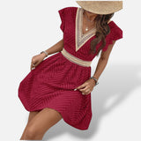 Vestido Mini Escote V Crochet