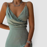 Vestido Largo Tirantes Finos Satén Drapeado