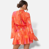 Vestido Mini Manga Larga Entallado