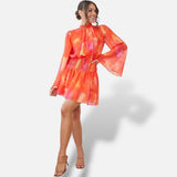 Vestido Mini Manga Larga Entallado