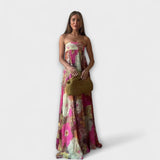 Vestido Largo Florales Sin Tirantes