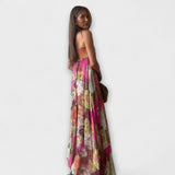 Vestido Largo Florales Sin Tirantes