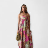 Vestido Largo Florales Sin Tirantes