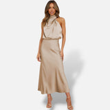 Vestido Maxi Glamuroso Cuello Halter