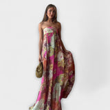 Vestido Largo Florales Sin Tirantes