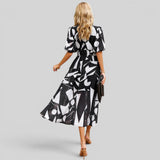 Vestido Midi Floral Manga Abullonada