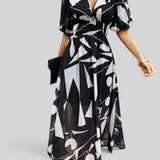 Vestido Midi Floral Manga Abullonada