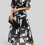 Vestido Midi Floral Manga Abullonada