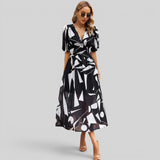 Vestido Midi Floral Manga Abullonada