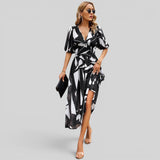 Vestido Midi Floral Manga Abullonada