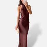 Vestido Midi Terciopelo Cuello Halter
