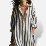 Vestido Camisero Rayas Silueta Relajada