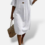 Vestido Midi Camisero Botones Holgado