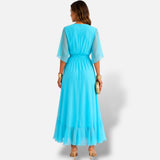 Vestido Largo Chifón Cruzado Elegante