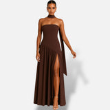 Vestido Sin Tirantes Abertura Alta