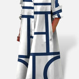 Vestido Estampado Geométrico Con Bolsillos