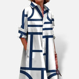 Vestido Estampado Geométrico Con Bolsillos