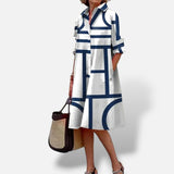 Vestido Estampado Geométrico Con Bolsillos