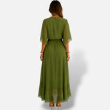 Vestido Largo Chifón Cruzado Elegante