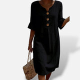 Vestido Midi Camisero Botones Holgado