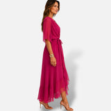 Vestido Largo Chifón Cruzado Elegante
