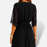 Vestido Largo Chifón Cruzado Elegante