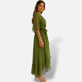 Vestido Largo Chifón Cruzado Elegante