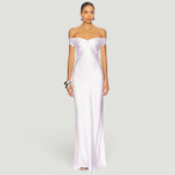 Vestido Largo Off Shoulder Cetín Bias Body-Con