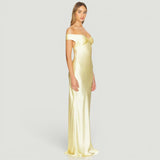 Vestido Largo Off Shoulder Cetín Bias Body-Con