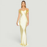Vestido Largo Off Shoulder Cetín Bias Body-Con