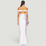 Vestido Largo Off Shoulder Cetín Bias Body-Con
