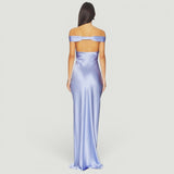 Vestido Largo Off Shoulder Cetín Bias Body-Con