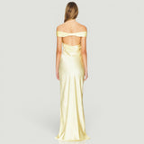Vestido Largo Off Shoulder Cetín Bias Body-Con