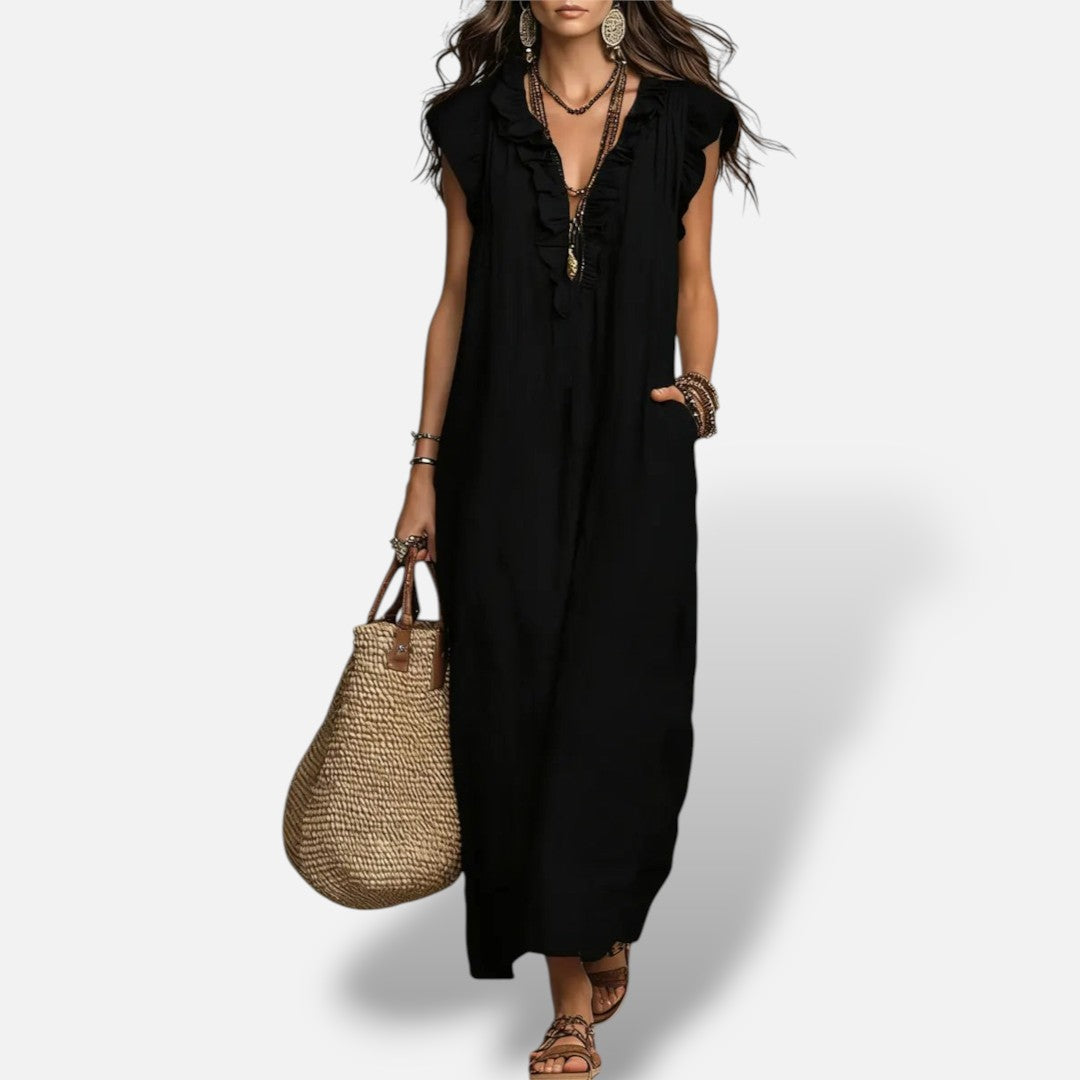 Vestido Largo Boho Lino Algodón