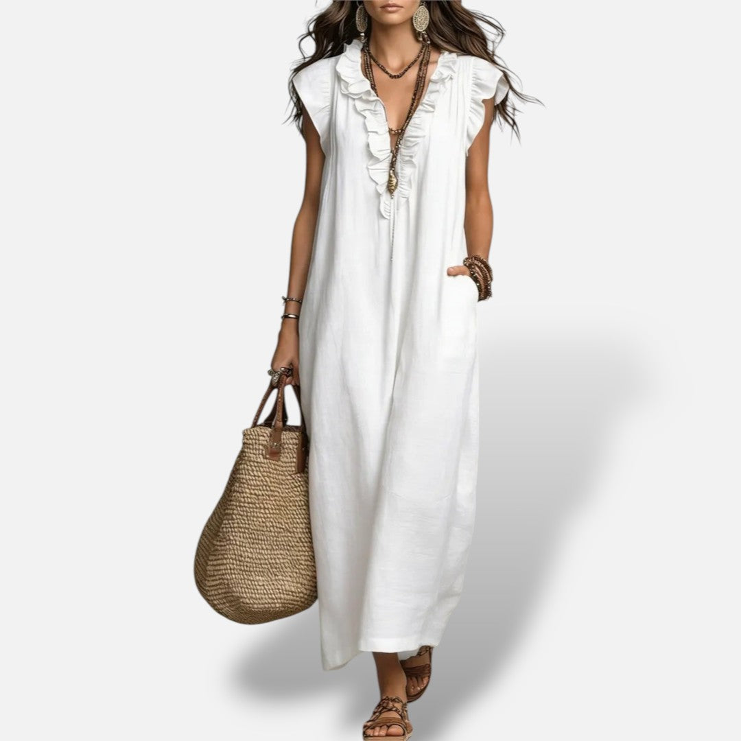 Vestido Largo Boho Lino Algodón