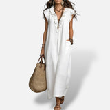 Vestido Largo Boho Lino Algodón