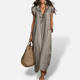 Vestido Largo Boho Lino Algodón