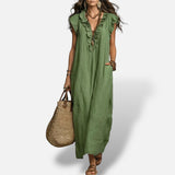 Vestido Largo Boho Lino Algodón