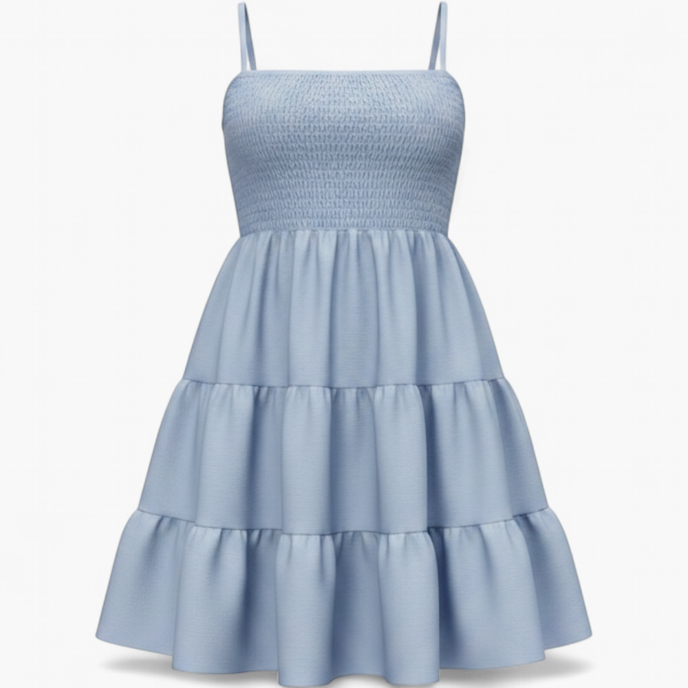 Vestido Fruncido - Azul Cielo - producto