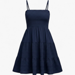 Vestido Fruncido - Azul Marino - producto